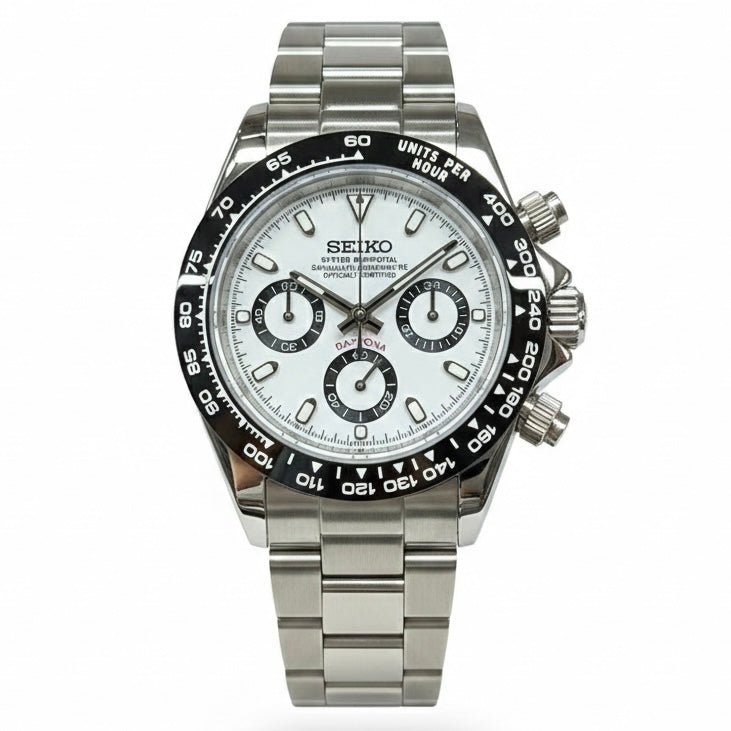 CHRONOMOD | Steel White Chronograph VK63 - WATCHBRICK MOD