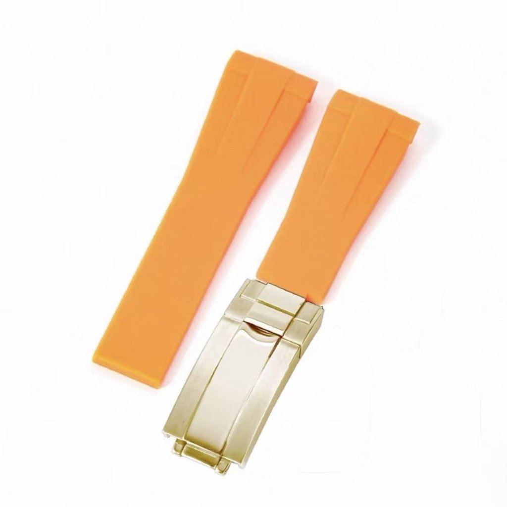Curved - End Rubber Strap | 20mm Yellow - Gold Clasp - WATCHBRICK