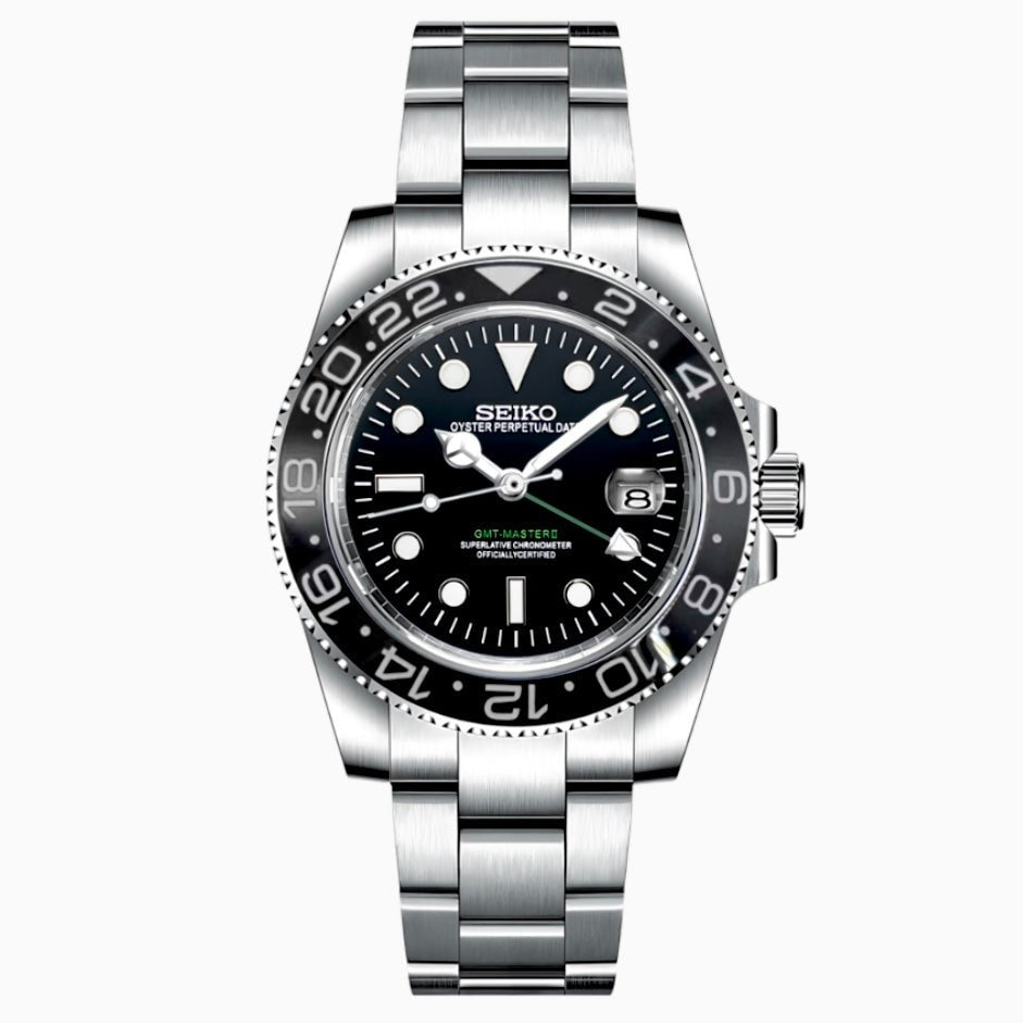 Black GMT NH34 Seiko Mod – Watchbrick | Seiko Mod Australia