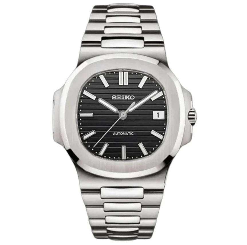Nautilus Mod – NH35 Seiko Automatic (Black Dial Edition) - WATCHBRICK