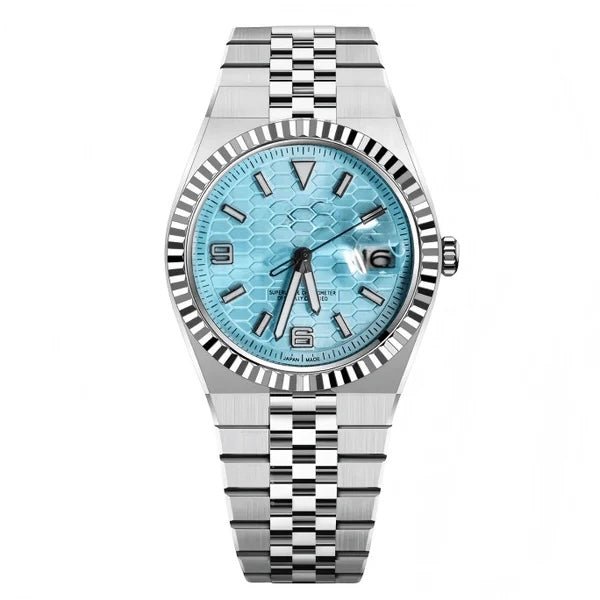 Seiko LandDweller – NH35 Ice Blue Honeycomb Dial - WATCHBRICK