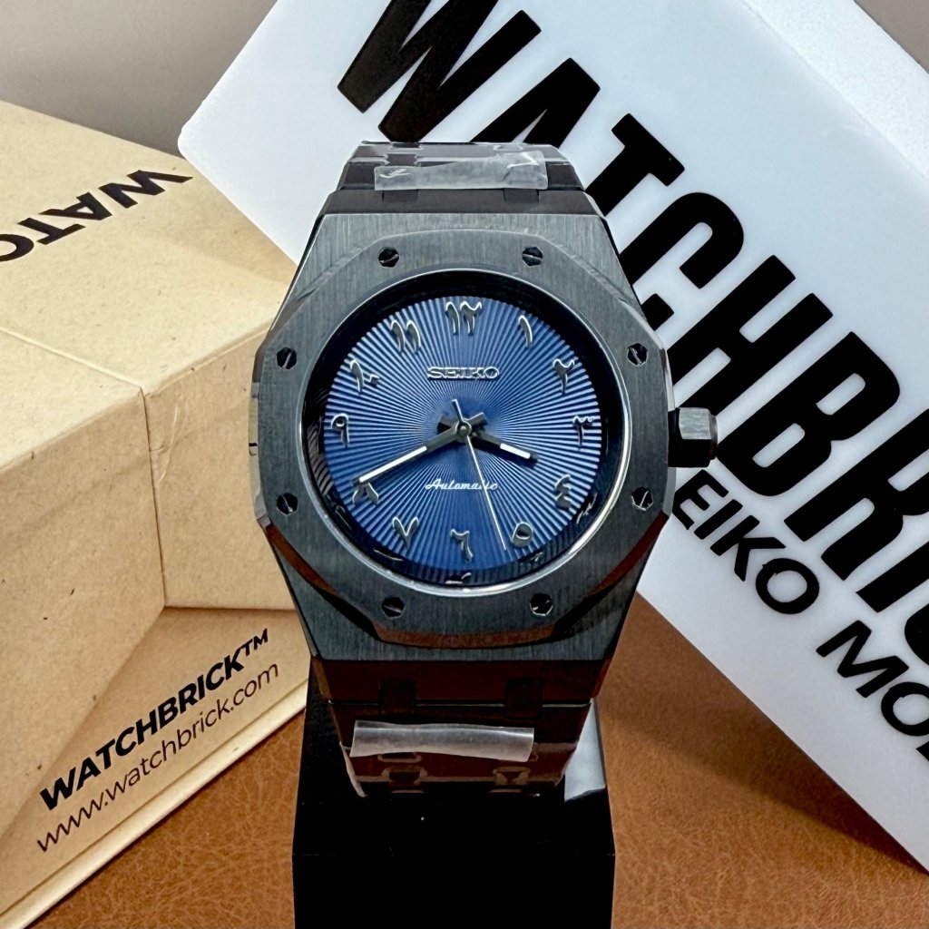 SEIKOAK | Blue Arabic Dial – Black Case NH35 - WATCHBRICK