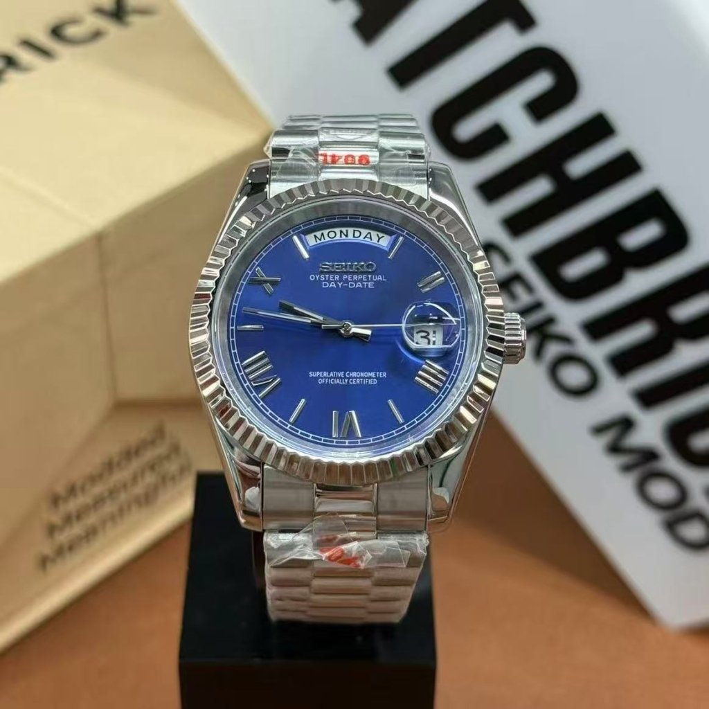 SEIKOJUST | BLUE Wave Dial Miyota 8285 Movement - WATCHBRICK