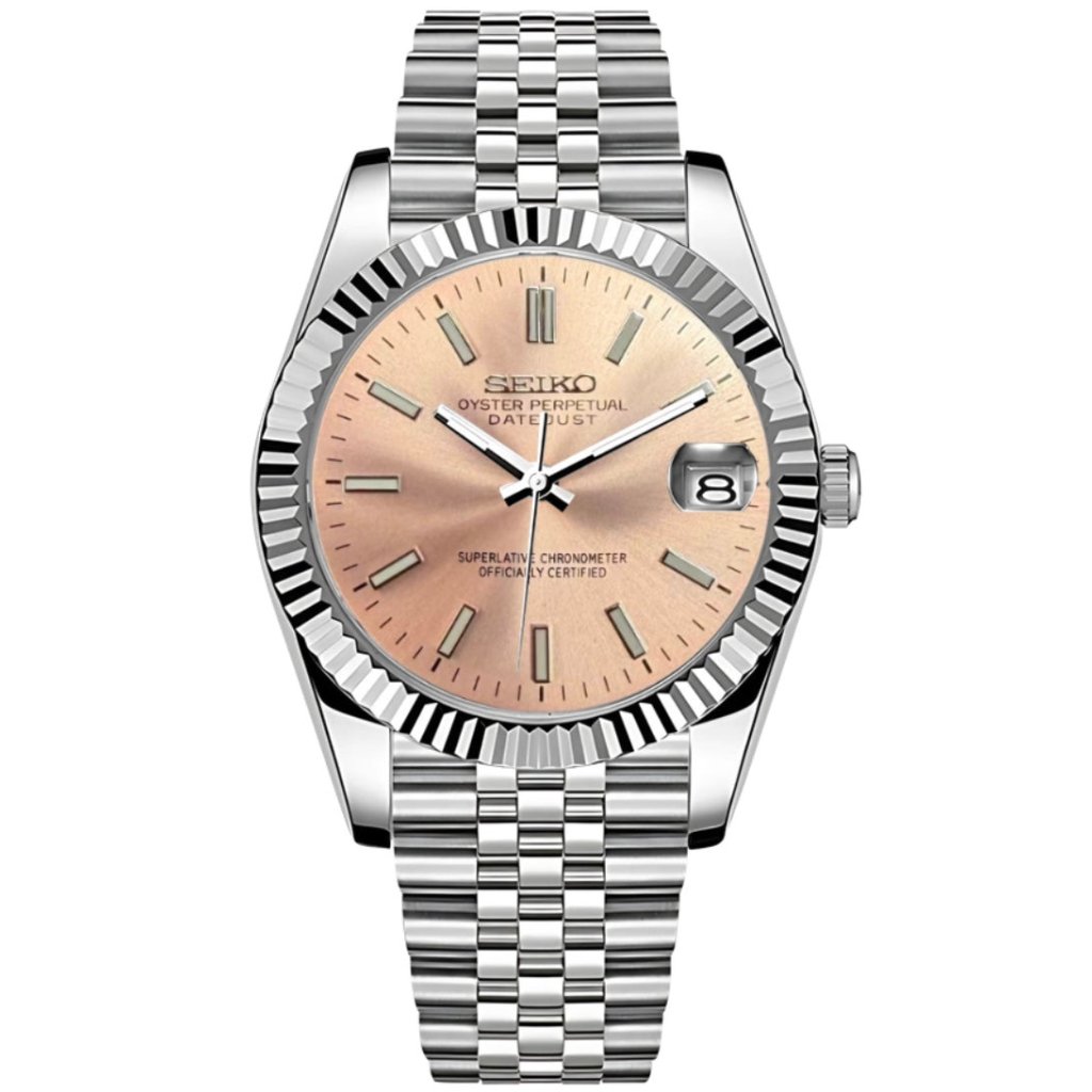 SEIKOJUST | Champagne Pink Cream Dial NH35 - WATCHBRICK