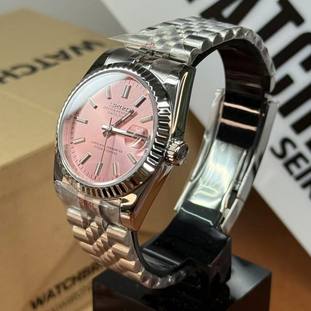 SEIKOJUST | Champagne Pink Cream Dial NH35 - WATCHBRICK