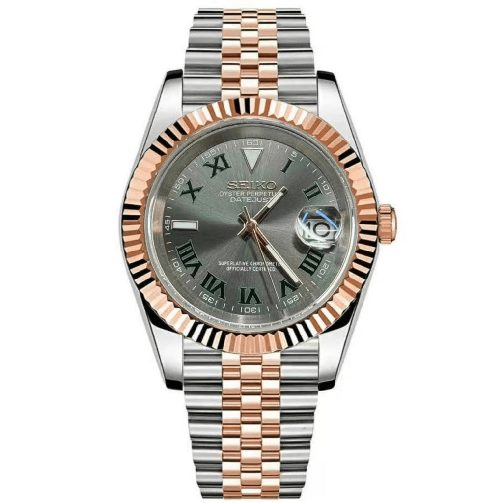 SEIKOJUST | Two - Tone Green Roman NH35 - WATCHBRICK