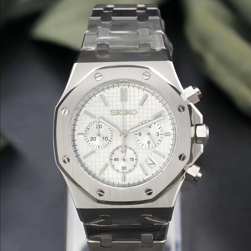 Silver Panda Chronograph – Seiko VK63 Mod - WATCHBRICK