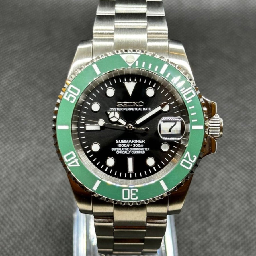 Submariner Mod – NH35 "Kermit" Black Dial Seiko Automatic - WATCHBRICK