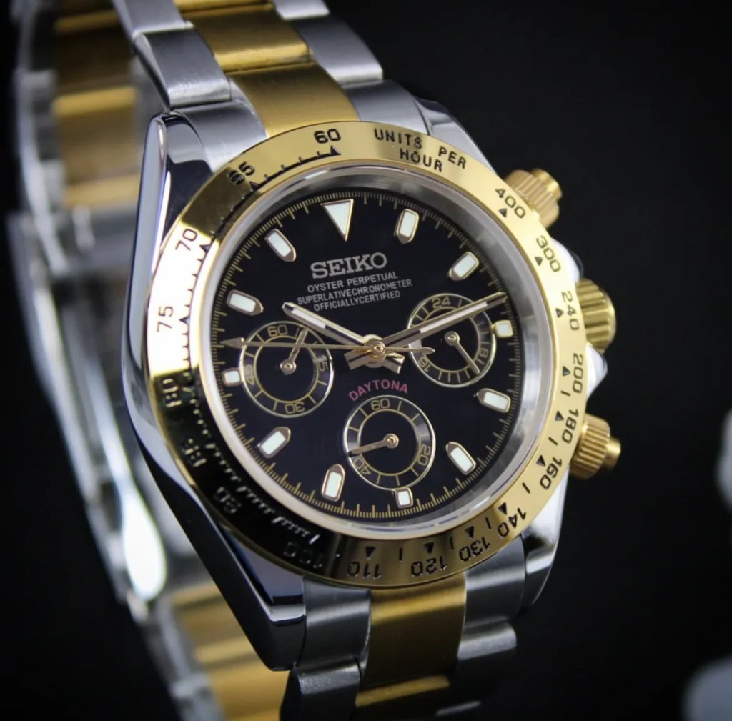 Black Panda – Two - Tone VK63 Daytona Seiko Mod - WATCHBRICK