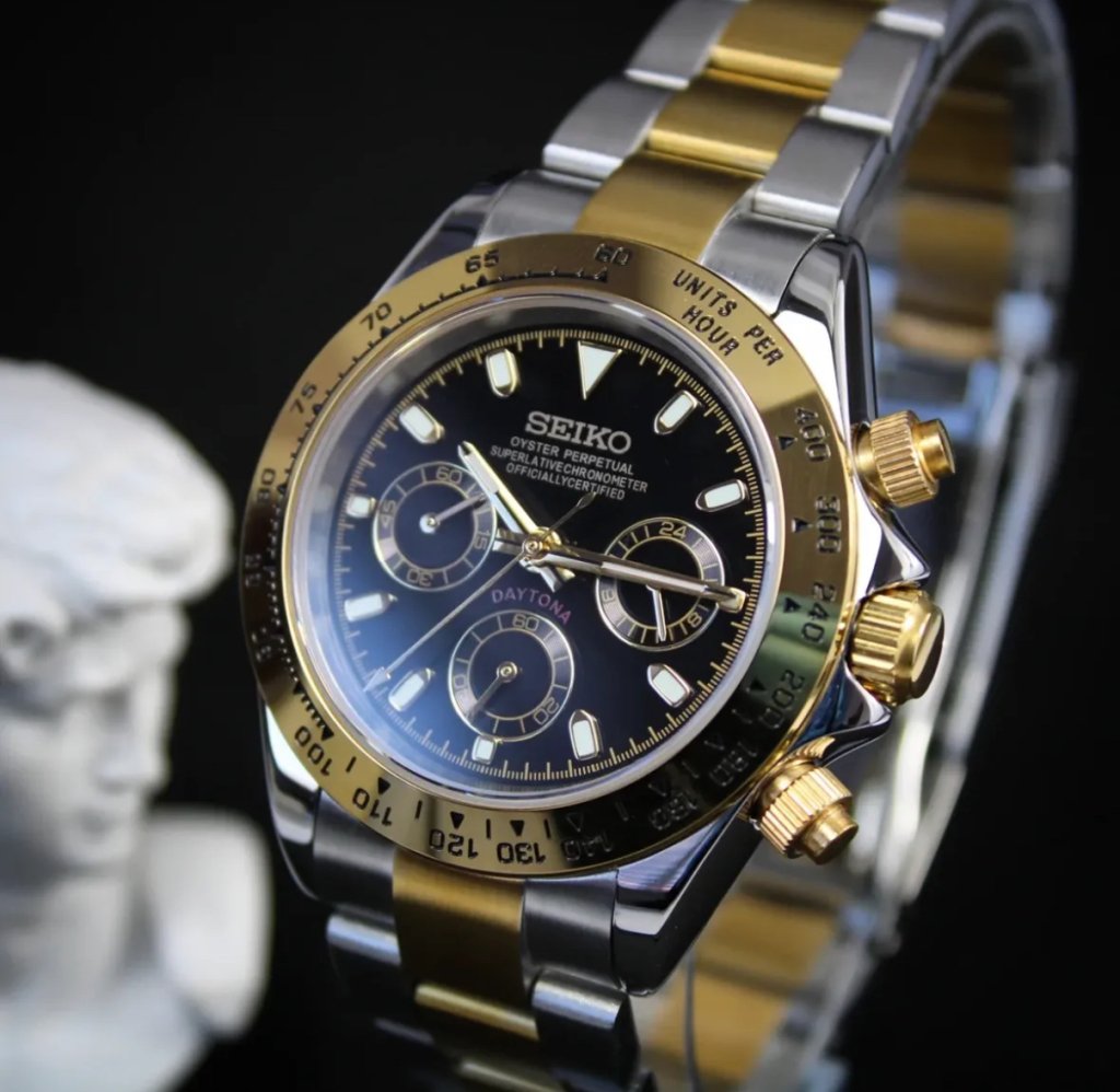 Black Panda – Two - Tone VK63 Daytona Seiko Mod - WATCHBRICK
