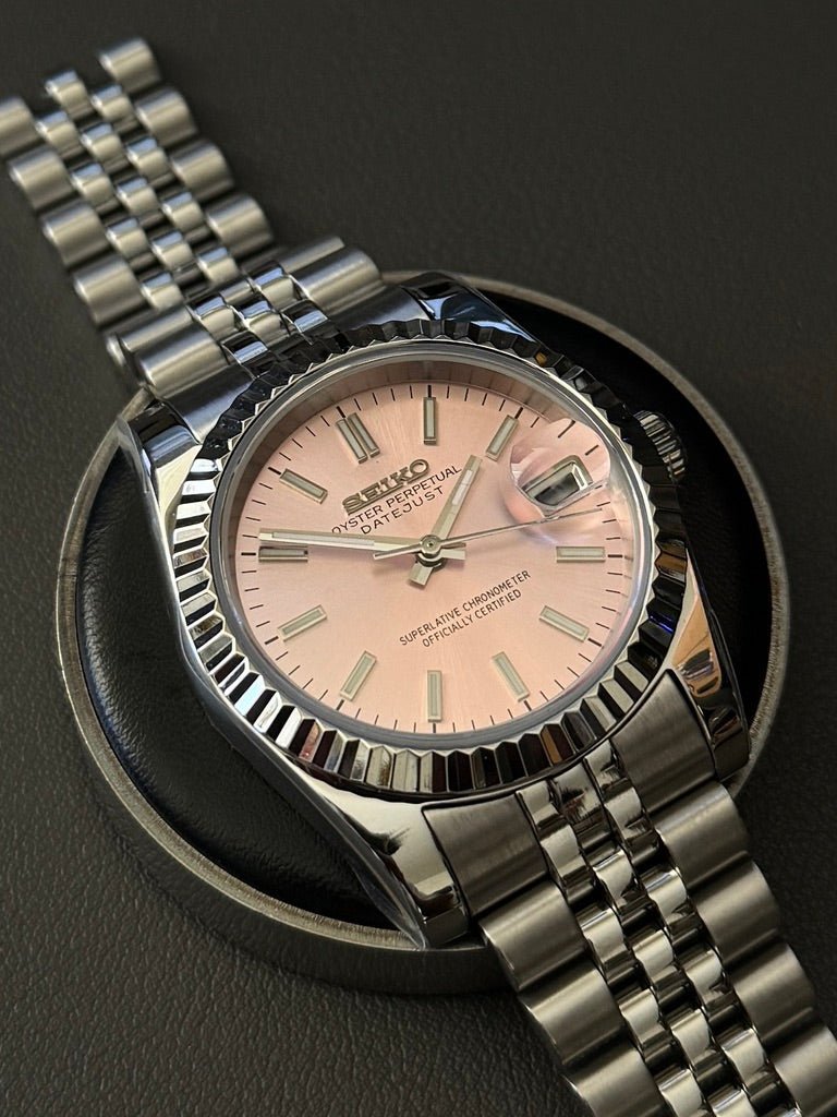 Champagne Date – NH35 Seiko Mod with Cream Sunburst Dial - WATCHBRICK