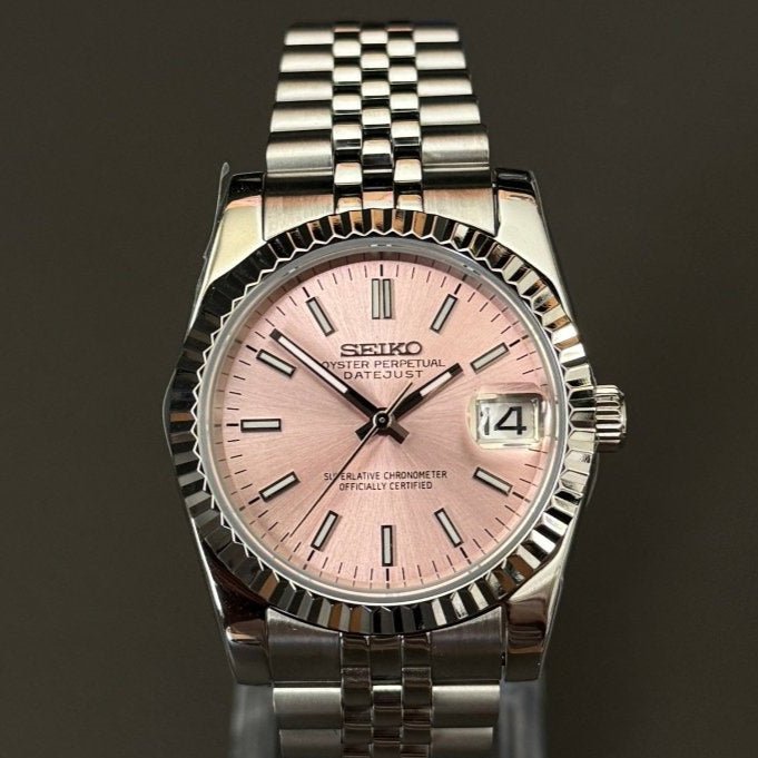 Champagne Date – NH35 Seiko Mod with Cream Sunburst Dial - WATCHBRICK