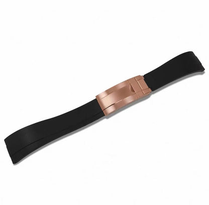 Curved - End Rubber Strap | 20mm Rose - Gold Clasp - WATCHBRICK