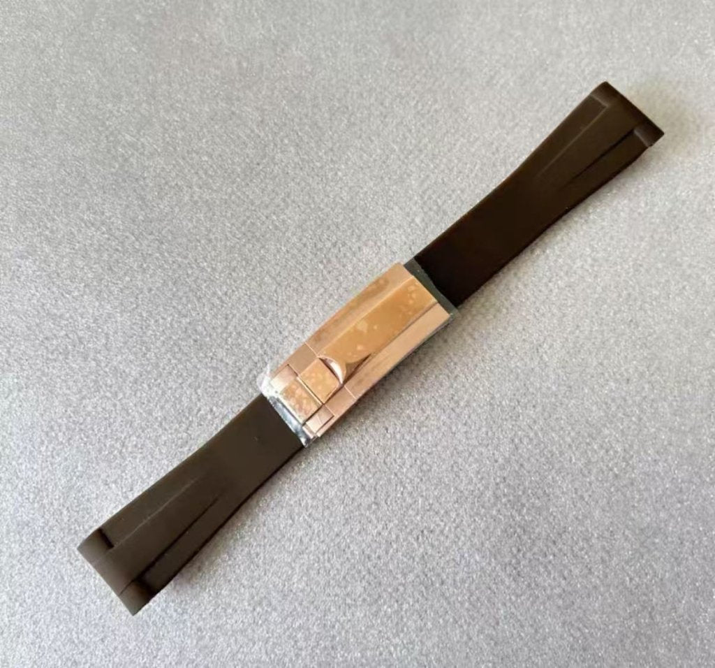 Curved - End Rubber Strap | 20mm Rose - Gold Clasp - WATCHBRICK