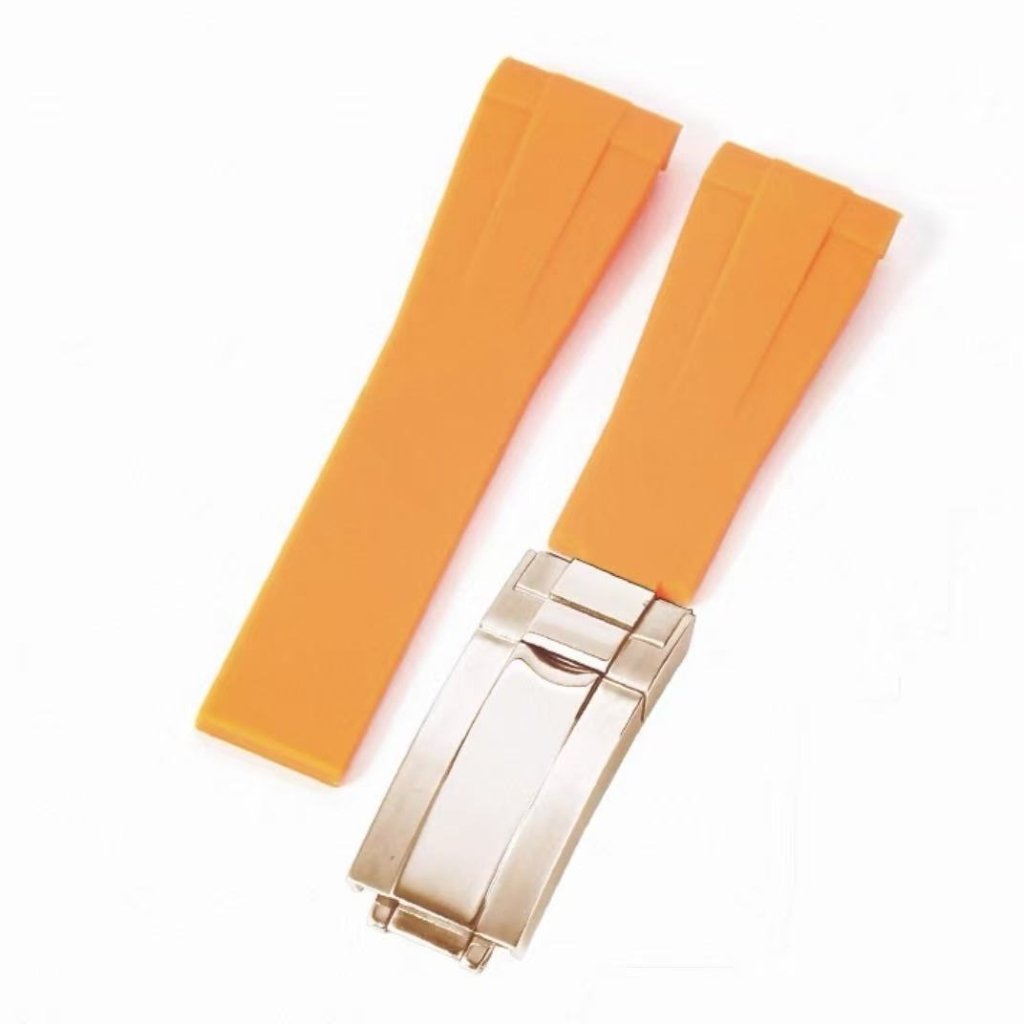 Curved - End Rubber Strap | 20mm Rose - Gold Clasp - WATCHBRICK