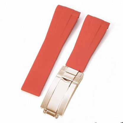 Curved - End Rubber Strap | 20mm Rose - Gold Clasp - WATCHBRICK