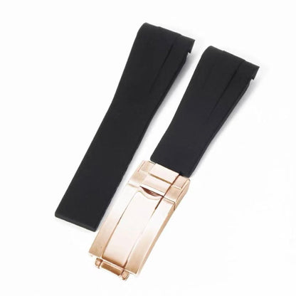 Curved - End Rubber Strap | 20mm Rose - Gold Clasp - WATCHBRICK