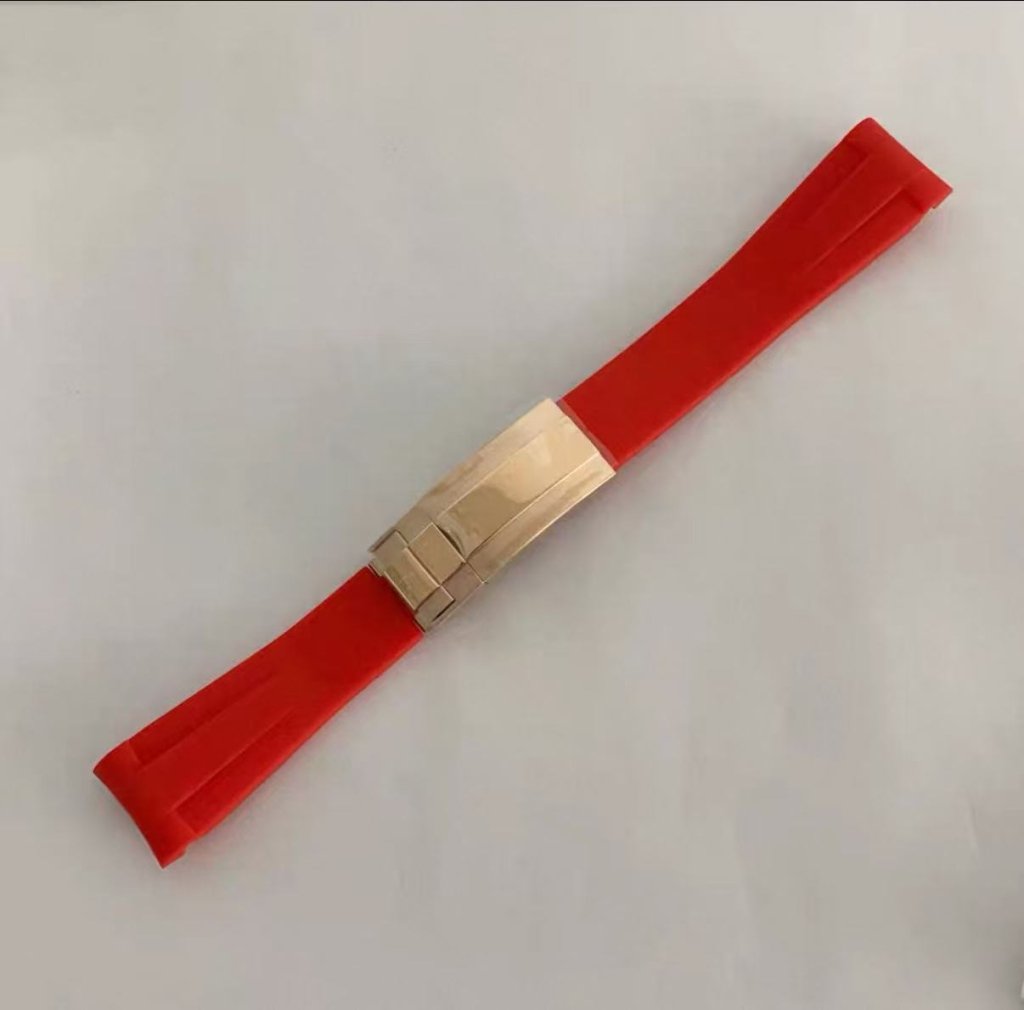 Curved - End Rubber Strap | 20mm Rose - Gold Clasp - WATCHBRICK