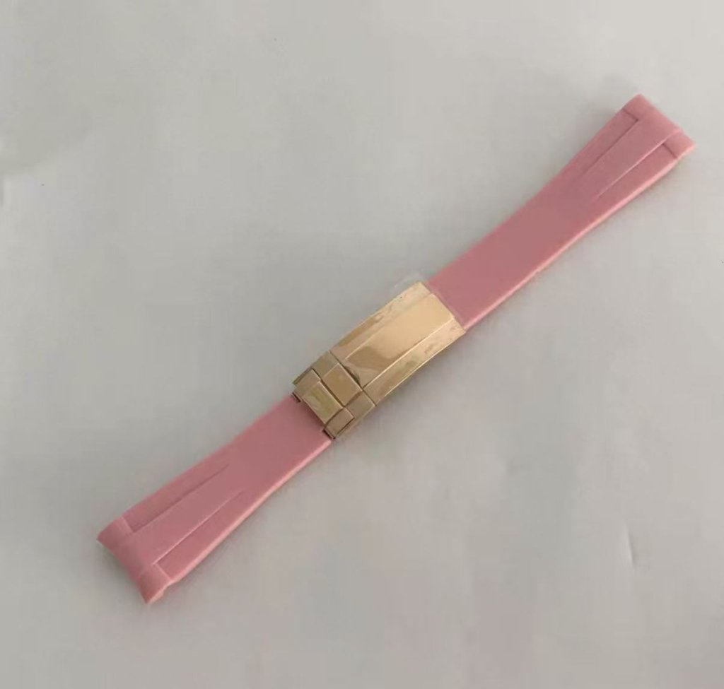 Curved - End Rubber Strap | 20mm Rose - Gold Clasp - WATCHBRICK