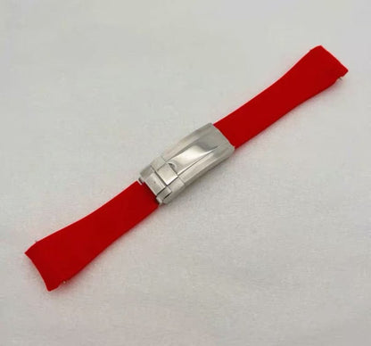 Curved - End Rubber Strap | 20mm Silver Clasp - WATCHBRICK