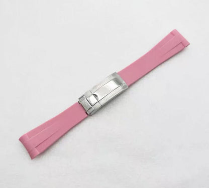 Curved - End Rubber Strap | 20mm Silver Clasp - WATCHBRICK