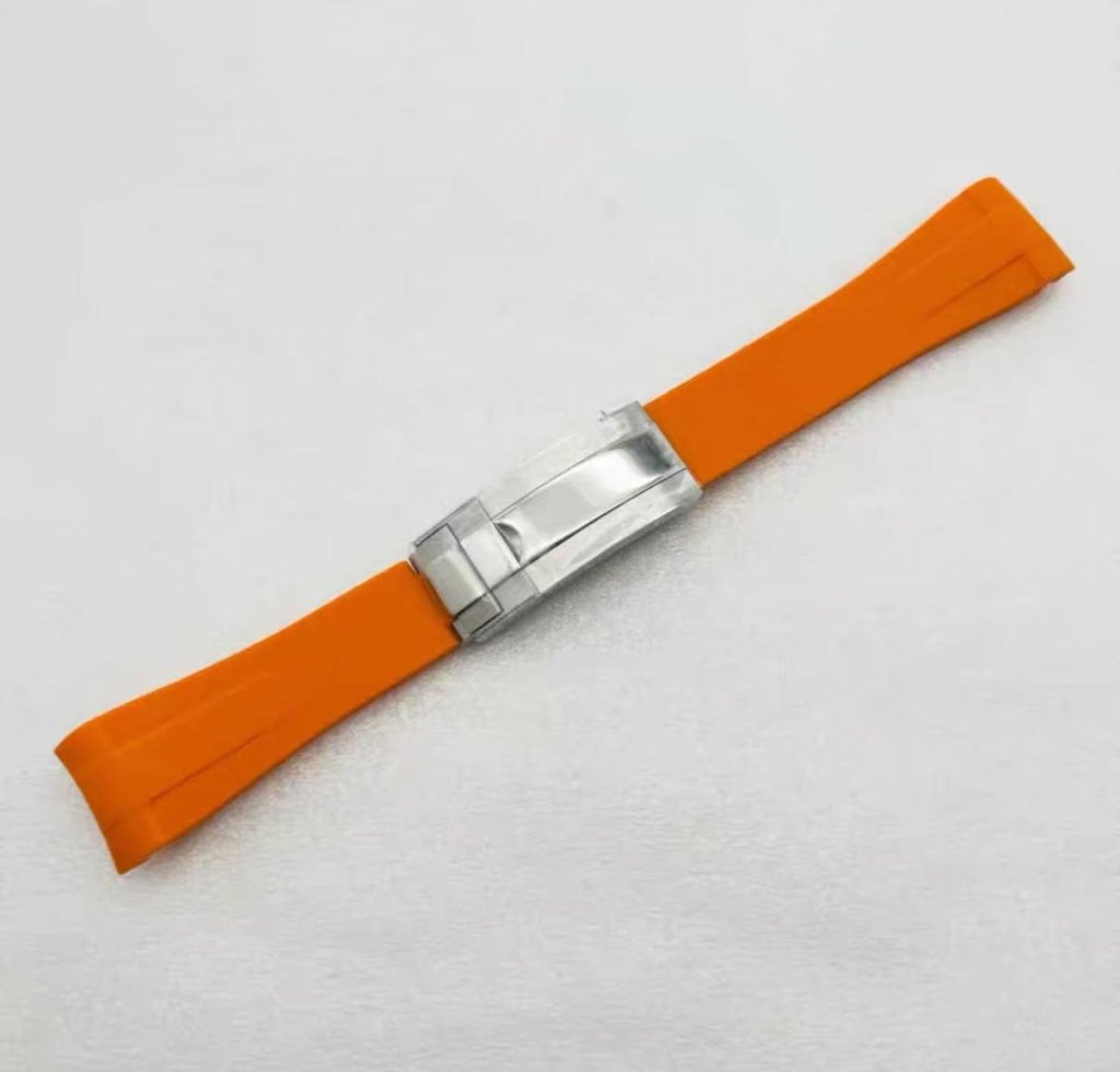 Curved - End Rubber Strap | 20mm Silver Clasp - WATCHBRICK