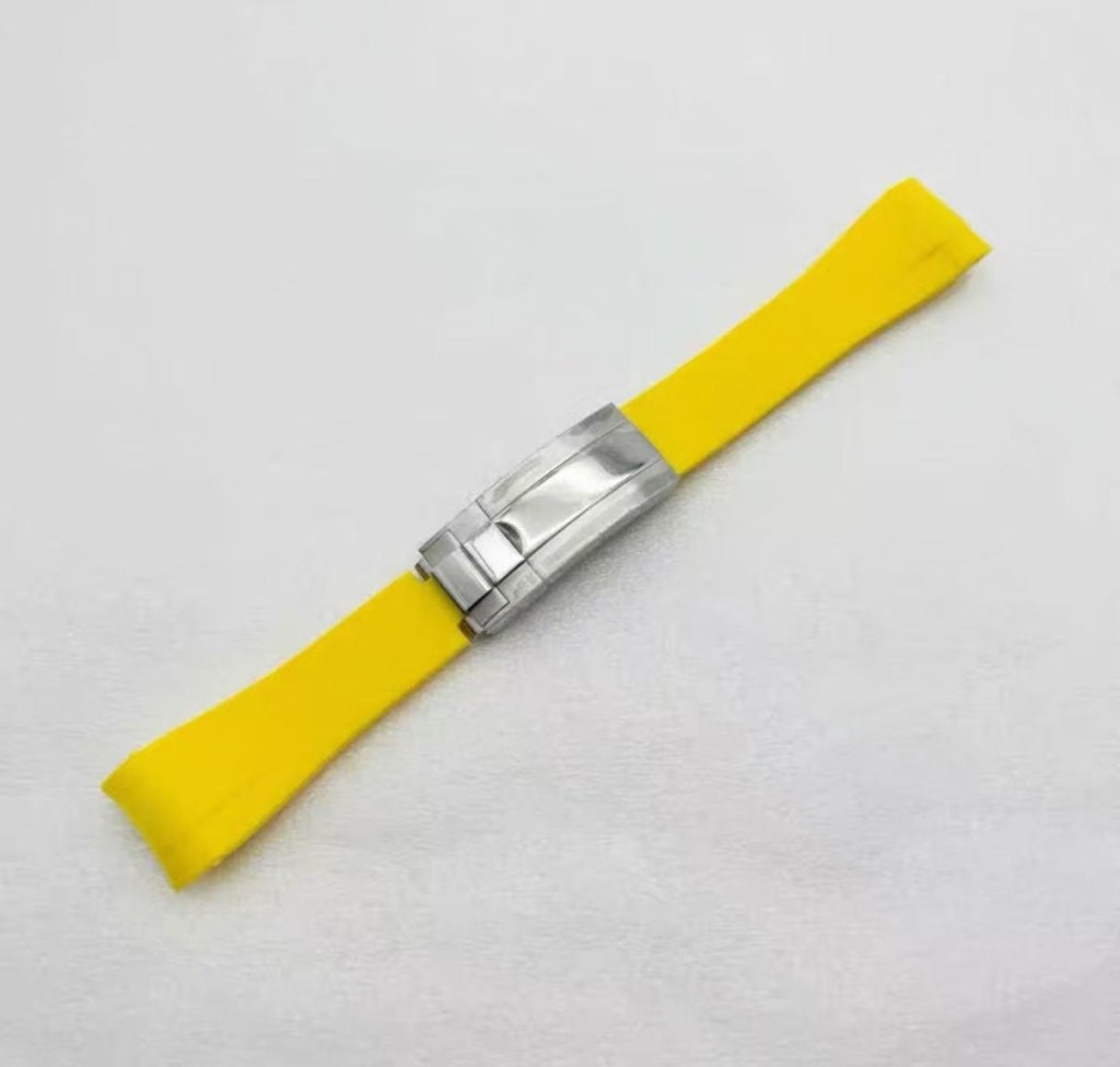 Curved - End Rubber Strap | 20mm Silver Clasp - WATCHBRICK