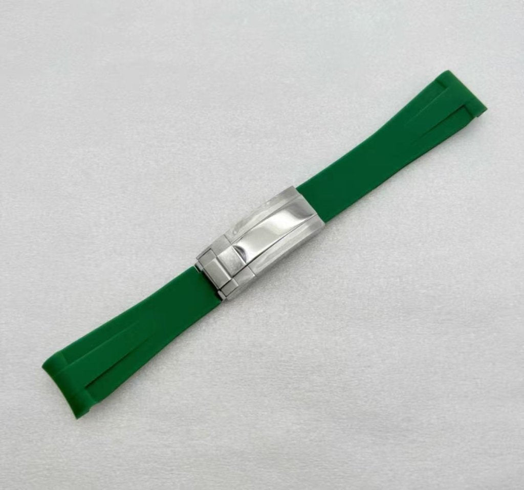 Curved - End Rubber Strap | 20mm Silver Clasp - WATCHBRICK