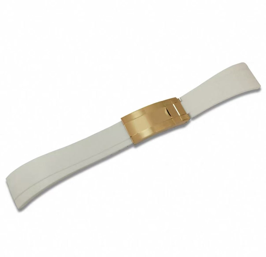Curved - End Rubber Strap | 20mm Yellow - Gold Clasp - WATCHBRICK