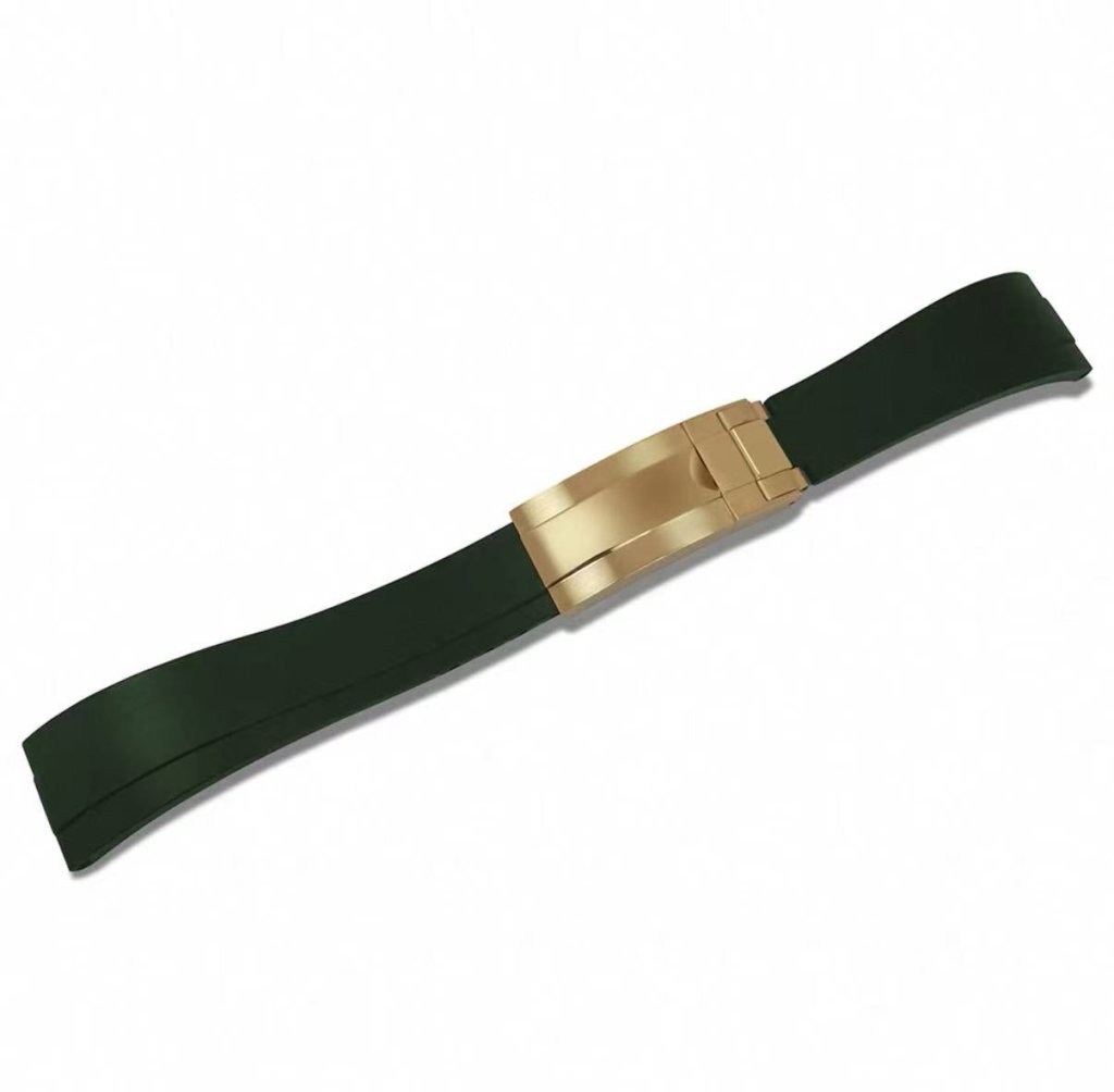 Curved - End Rubber Strap | 20mm Yellow - Gold Clasp - WATCHBRICK