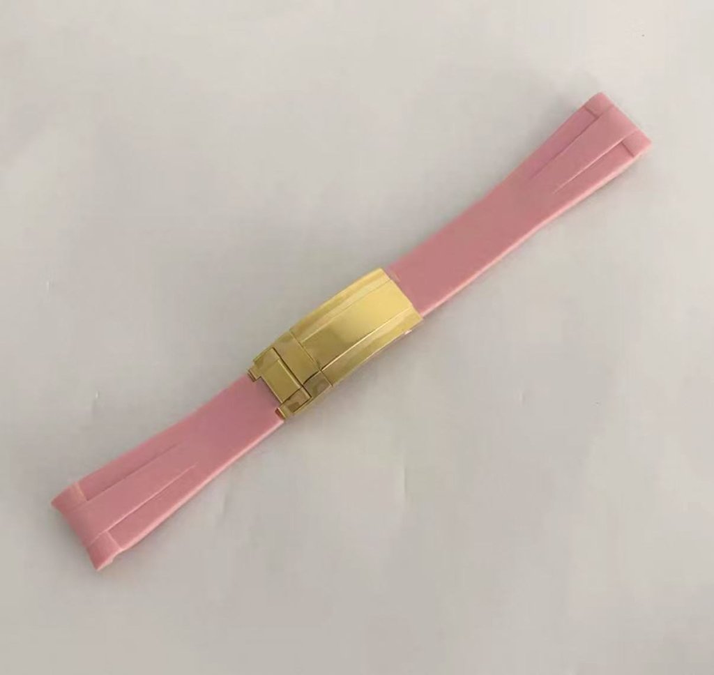 Curved - End Rubber Strap | 20mm Yellow - Gold Clasp - WATCHBRICK