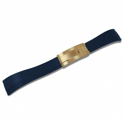 Curved - End Rubber Strap | 20mm Yellow - Gold Clasp - WATCHBRICK