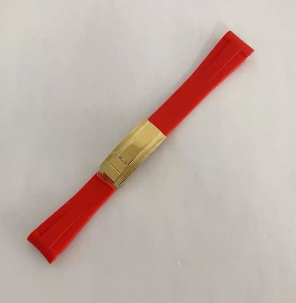 Curved - End Rubber Strap | 20mm Yellow - Gold Clasp - WATCHBRICK
