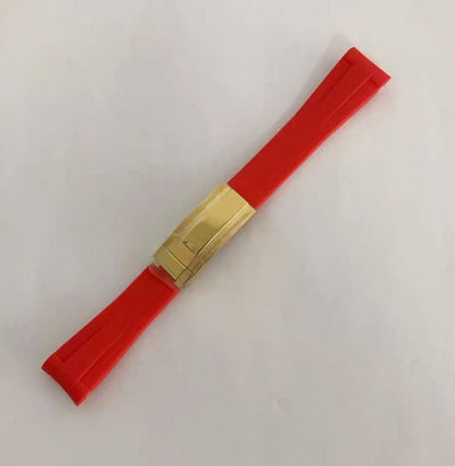 Curved - End Rubber Strap | 20mm Yellow - Gold Clasp - WATCHBRICK
