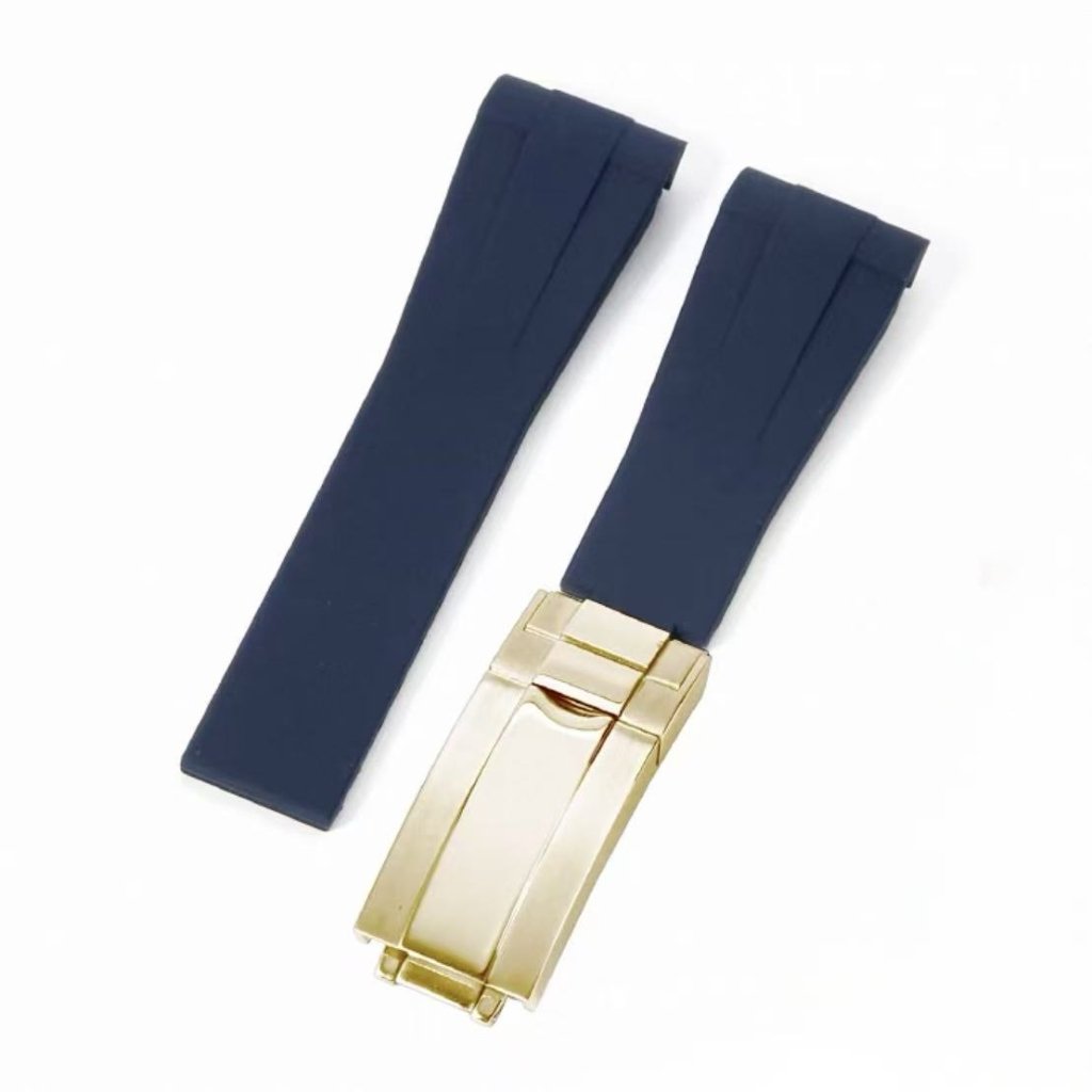 Curved - End Rubber Strap | 20mm Yellow - Gold Clasp - WATCHBRICK