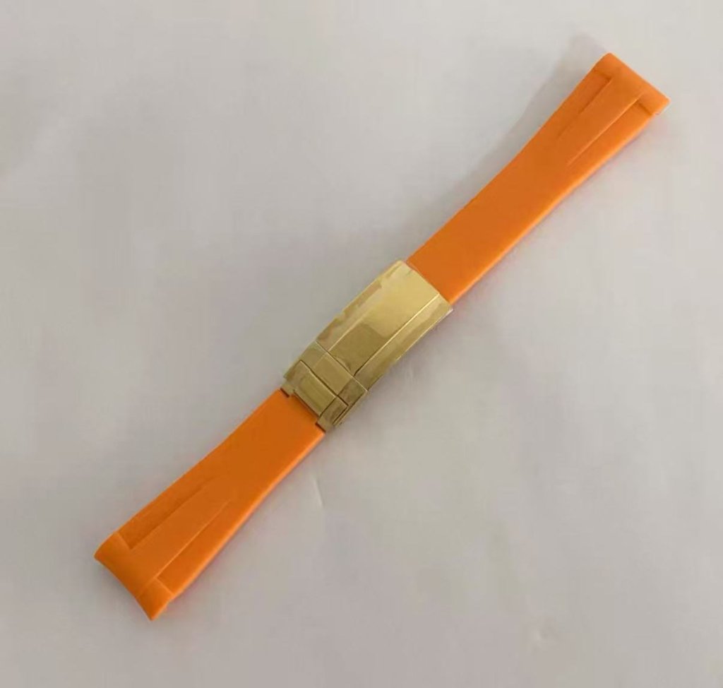 Curved - End Rubber Strap | 20mm Yellow - Gold Clasp - WATCHBRICK