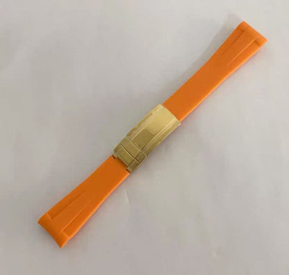 Curved - End Rubber Strap | 20mm Yellow - Gold Clasp - WATCHBRICK
