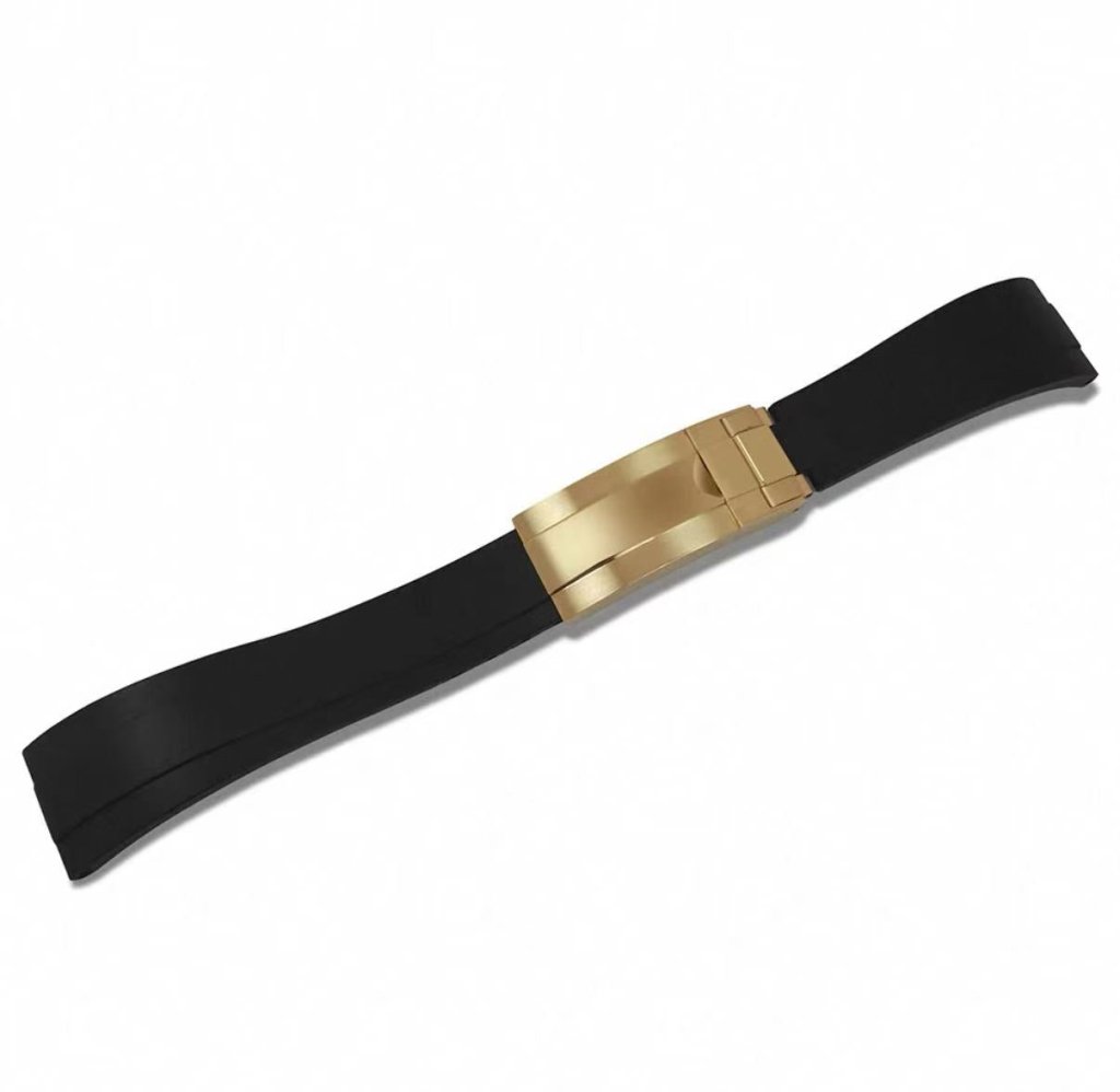 Curved - End Rubber Strap | 20mm Yellow - Gold Clasp - WATCHBRICK