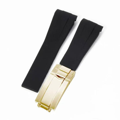 Curved - End Rubber Strap | 20mm Yellow - Gold Clasp - WATCHBRICK