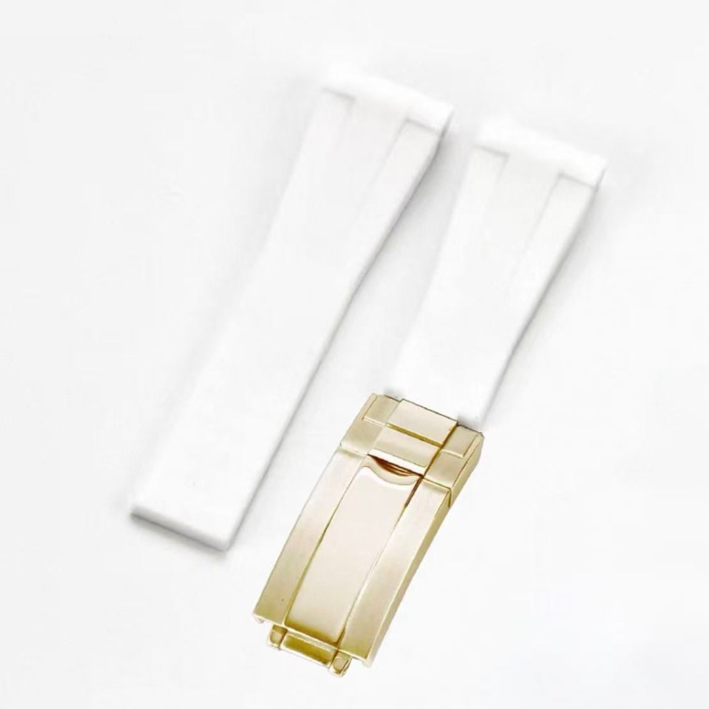 Curved - End Rubber Strap | 20mm Yellow - Gold Clasp - WATCHBRICK