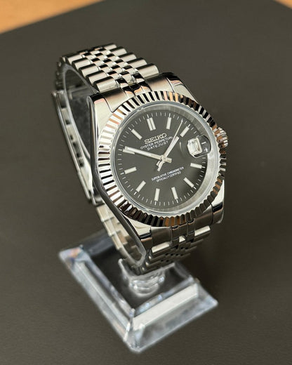 Datejust Mod – NH35 Seiko Automatic (Classic Black Dial) - WATCHBRICK