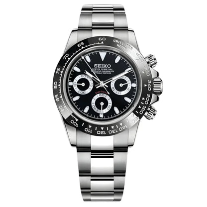 Daytona Mod – VK63 Seiko Chronograph (Black Panda) - WATCHBRICK