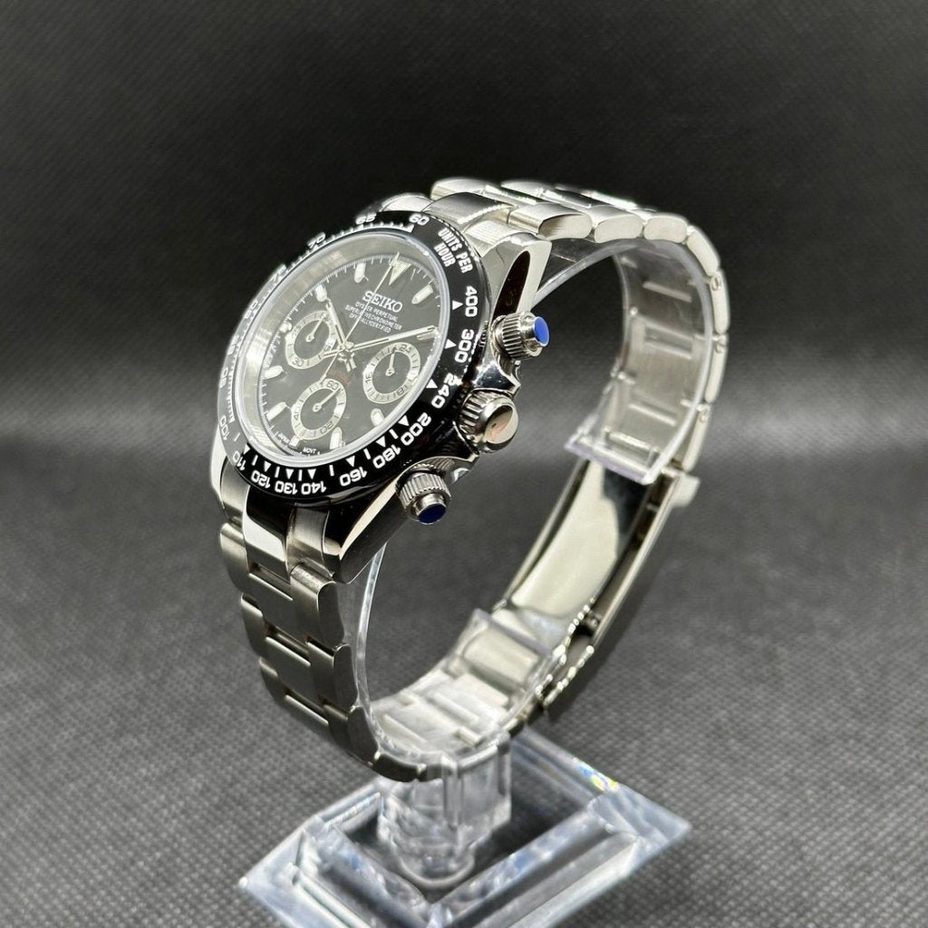 Daytona Mod – VK63 Seiko Chronograph (Black Panda) - WATCHBRICK