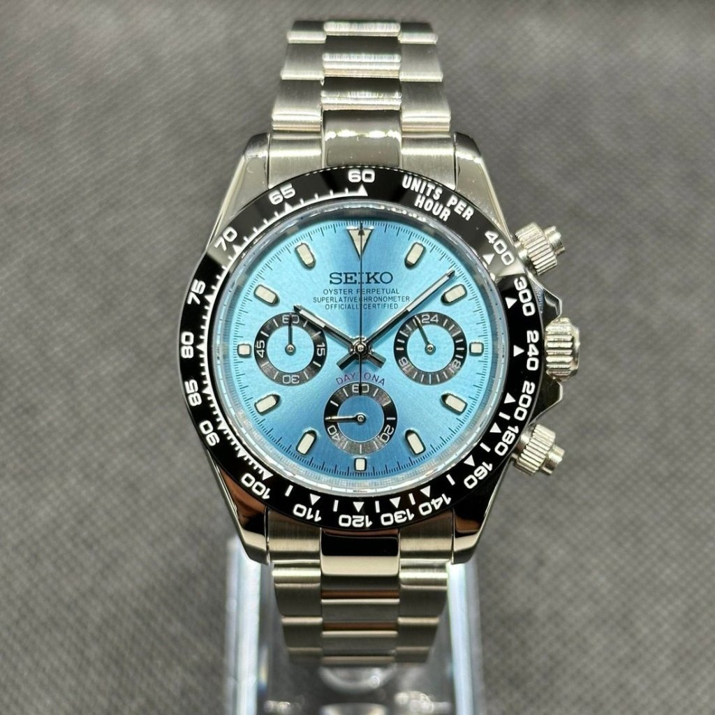 Daytona Mod – VK63 Seiko Chronograph (Ice Blue Panda) - WATCHBRICK