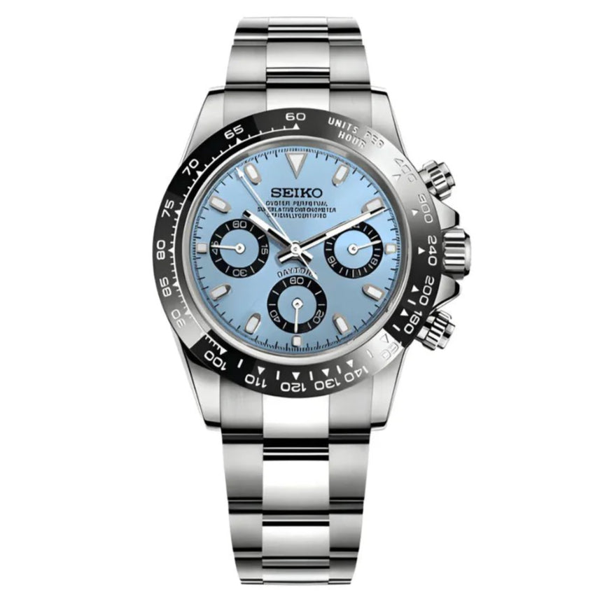 Daytona Mod – VK63 Seiko Chronograph (Ice Blue Panda) - WATCHBRICK