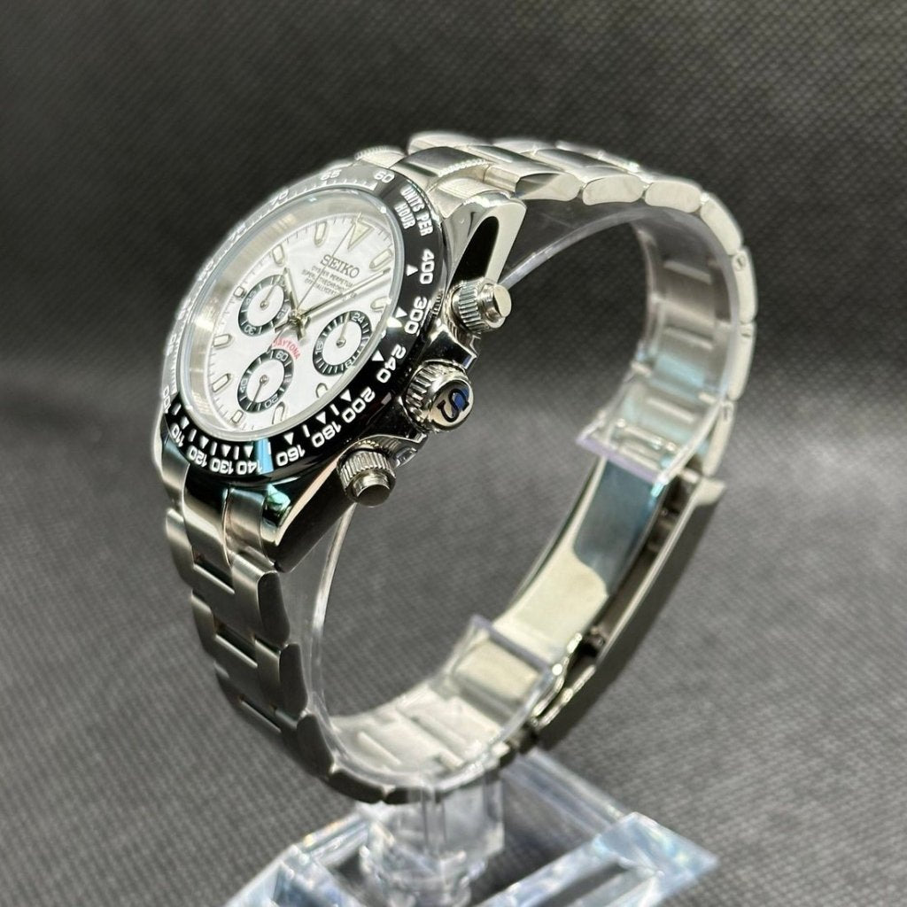 Daytona Mod – VK63 Seiko Chronograph (White Panda) - WATCHBRICK