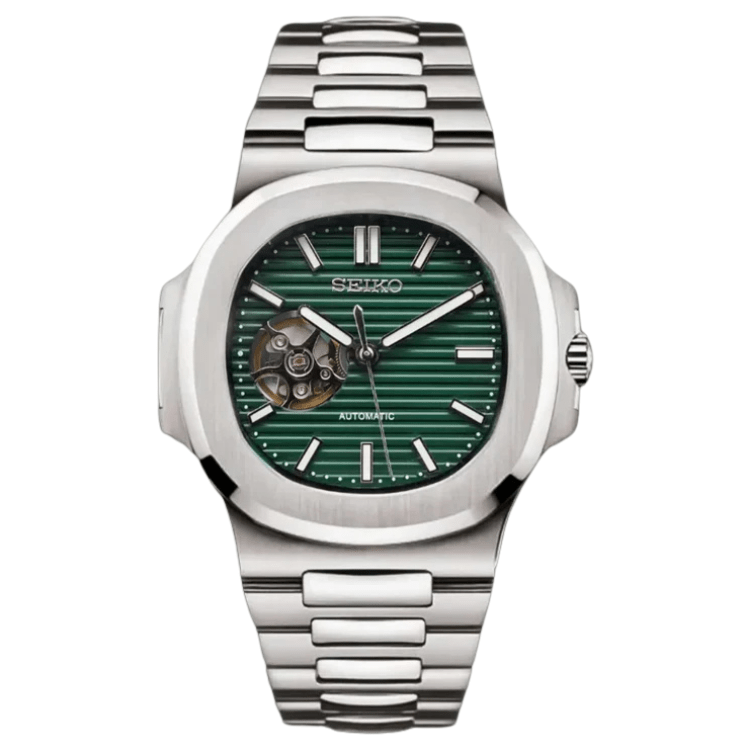 Emerald Open - Heart – Seiko Nautilus Mod - WATCHBRICK