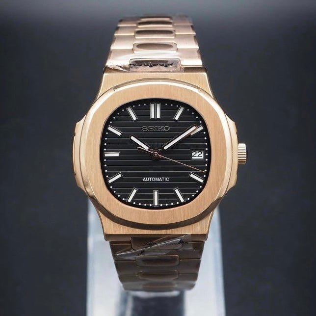 NAUTIKO | Black Dial Rose Gold - WATCHBRICK
