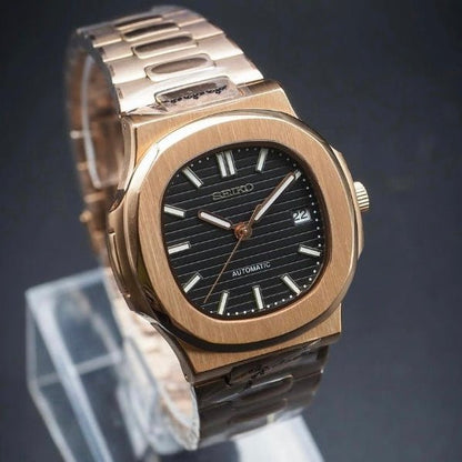 NAUTIKO | Black Dial Rose Gold - WATCHBRICK