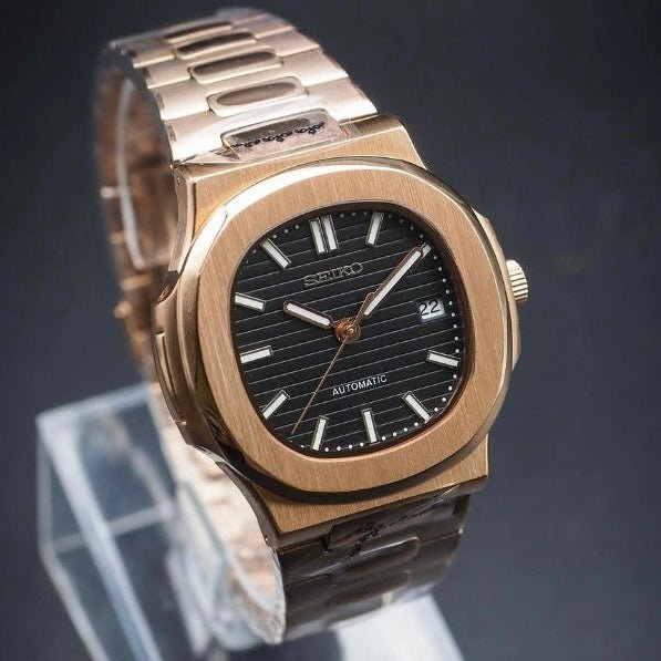 NAUTIKO | Black Dial Rose Gold - WATCHBRICK